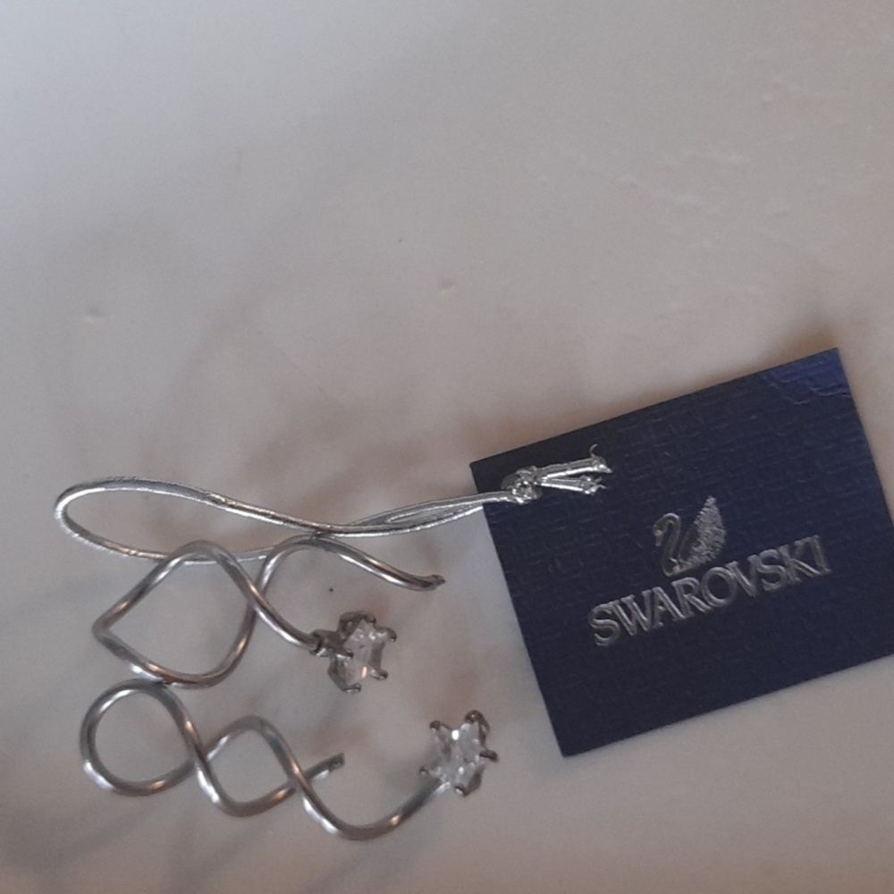 Swarovski Twisted Silver Earrings